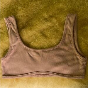 SHEIN | Women’s Size XS Ribbed Tan Crop Top/Bralette